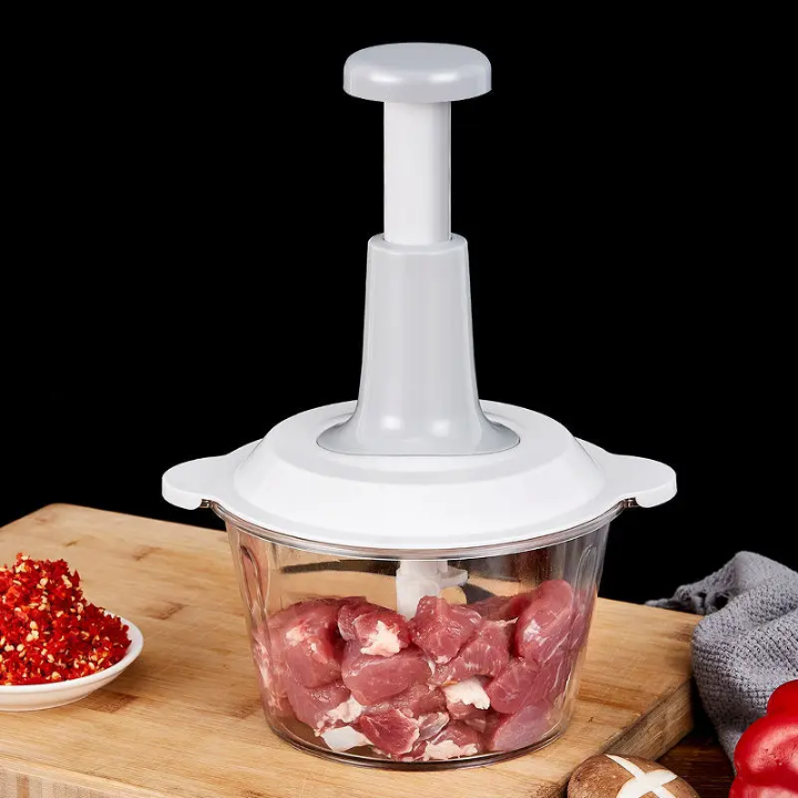 Grand bol de 1,5 L hachoir à légumes sans effort, hachoir à viande hachoir à fruits et herbes, hachoir à aile, oignon. presse à main; hachoir hachoir à aliment manuel.