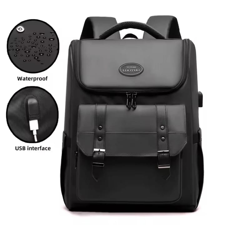Logo personnalisé décontracté, sport, collège, voyage sac à dos homme extérieur léger extérieur léger affaire USB sac à dos pour ordinateur portable PU étudiant sac étanche.