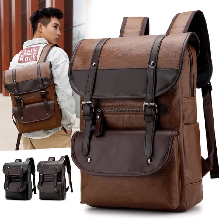 Sac à dos pour ordinateur d'affaires rétro tendance pour hommes pour voyage sac à dos en cuir imperméable de grande capacité